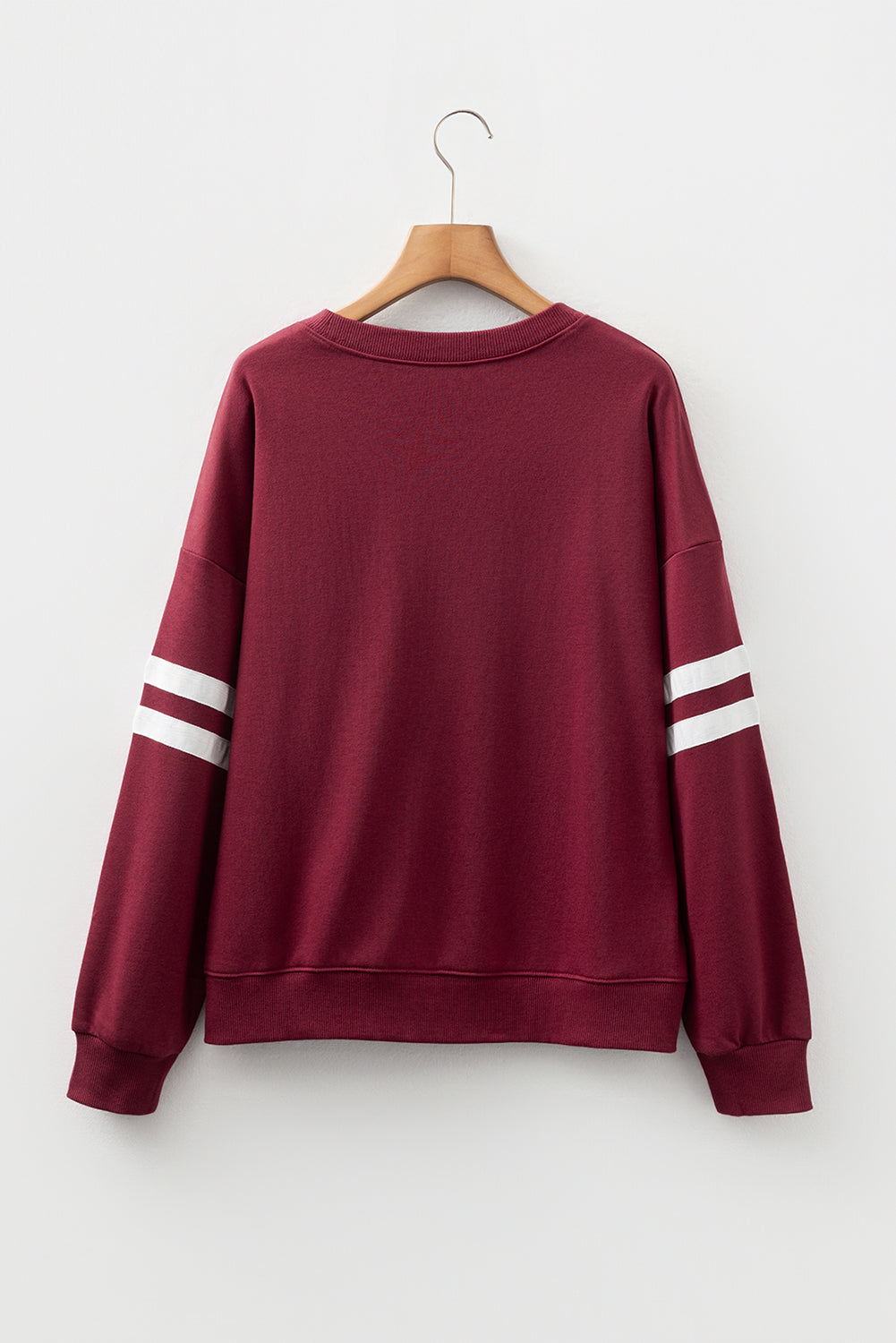 Fiery Red Varsity Striped Detail Drop Shoulder Oversized Sweatshirt
