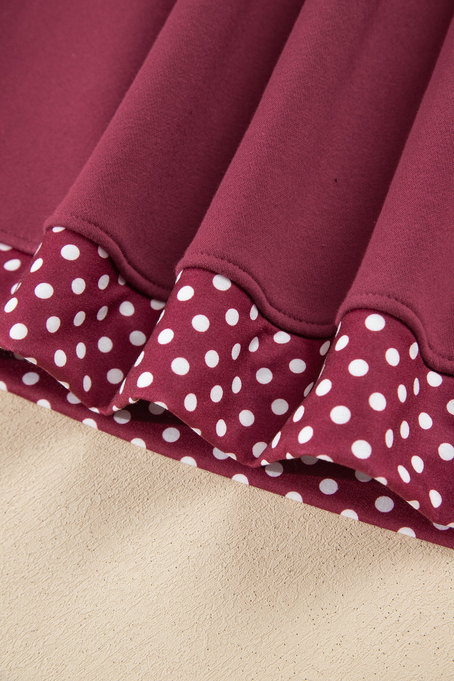 Dark Green Colorblock Polka Dot Contrast Trim Oversized Sweatshirt