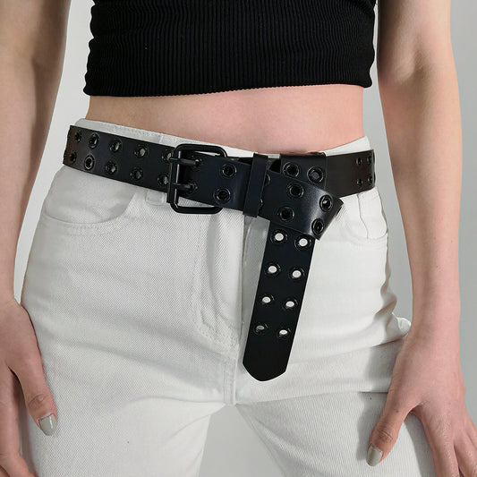 Double-buckle Cutout Hip Hop Trend Metal Cutout Punk Belts