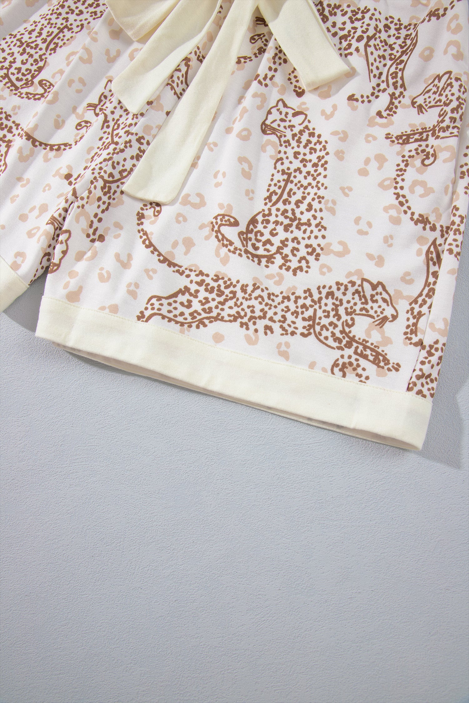 Yellow Leopard Print Colorblock Pocket Placket Long Sleeve Lounge Set