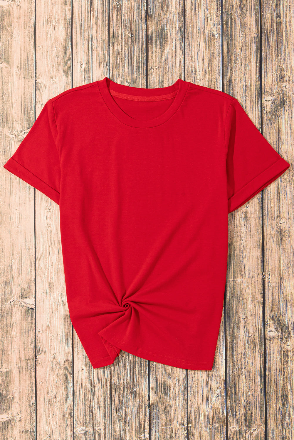 Yellow Cream Casual Plain Crew Neck Tee