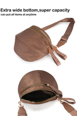 Camel Double Zip Crescent Shape Adjustable Sling Bag