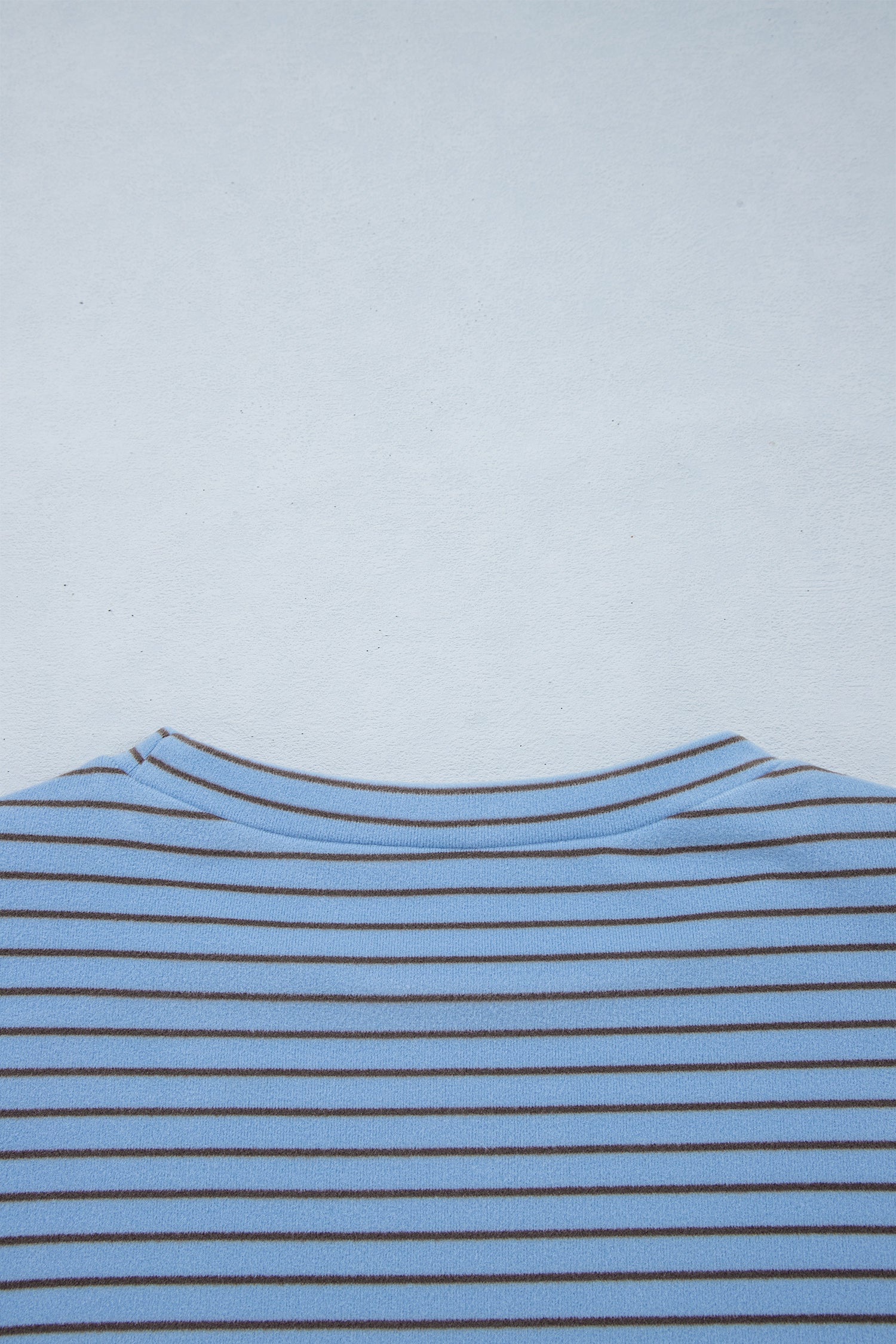Sky Blue Stripe Color Block Contrast Long Sleeve Round Neck Casual Shift Pullover