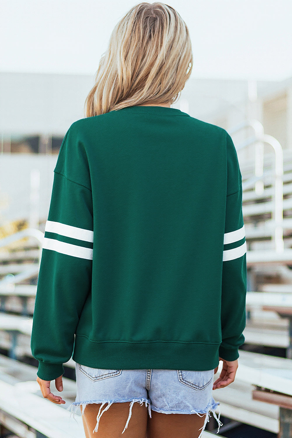 Fiery Red Varsity Striped Detail Drop Shoulder Oversized Sweatshirt