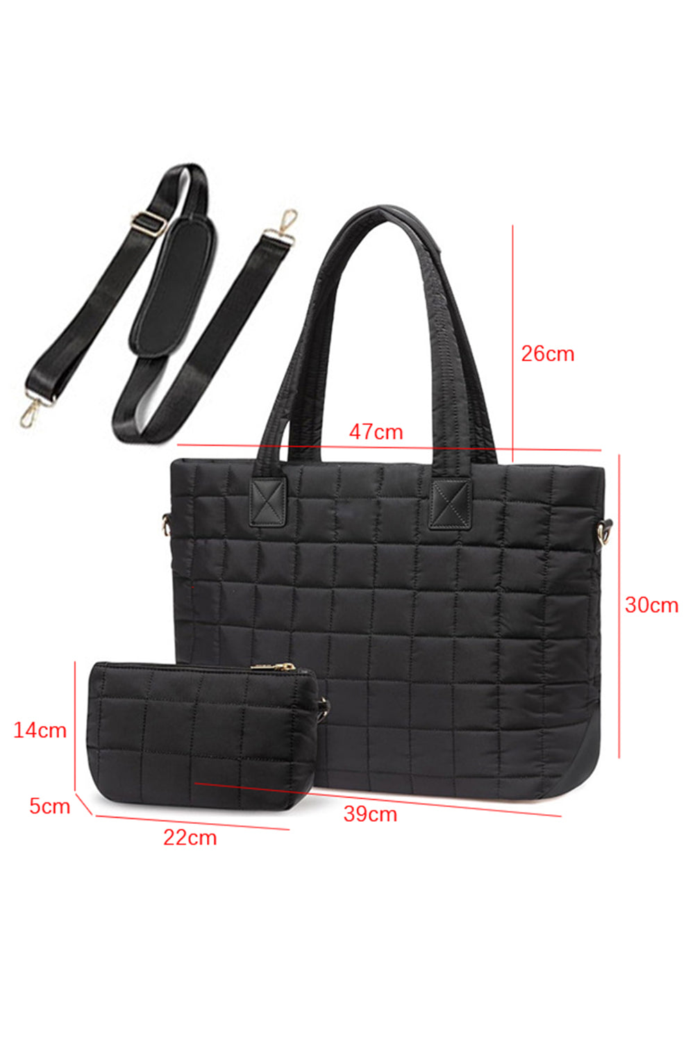 Camel Quilted Patchwork Large Tote Bag and Clutch 2pcs Set