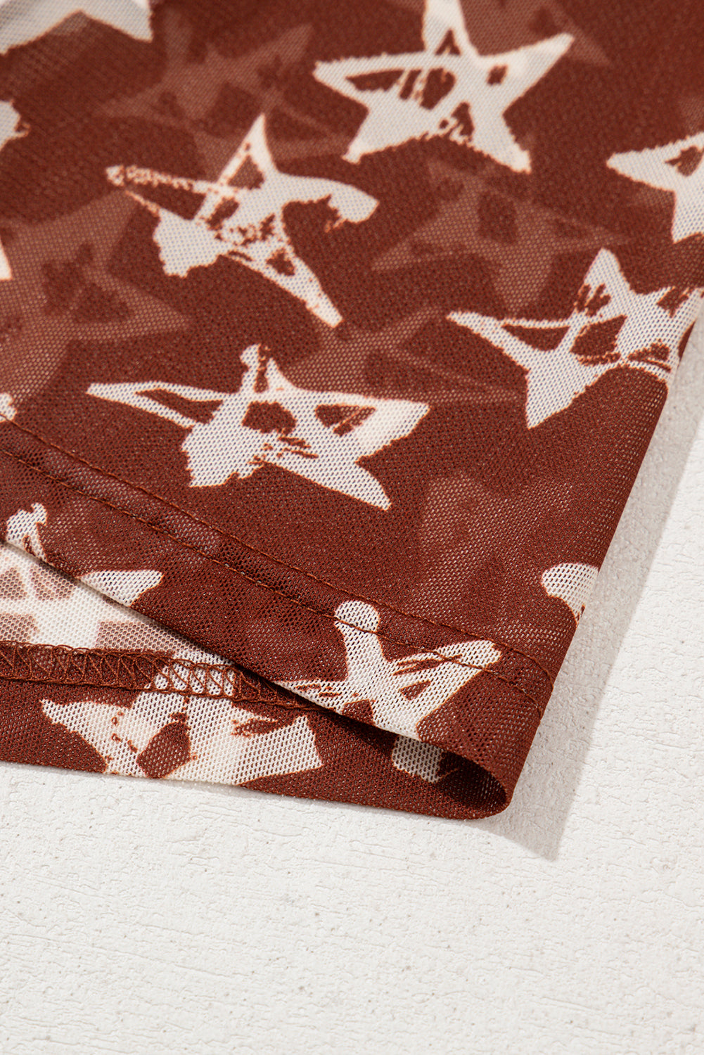 Red Star Print Mock Neck Slim Fit Top