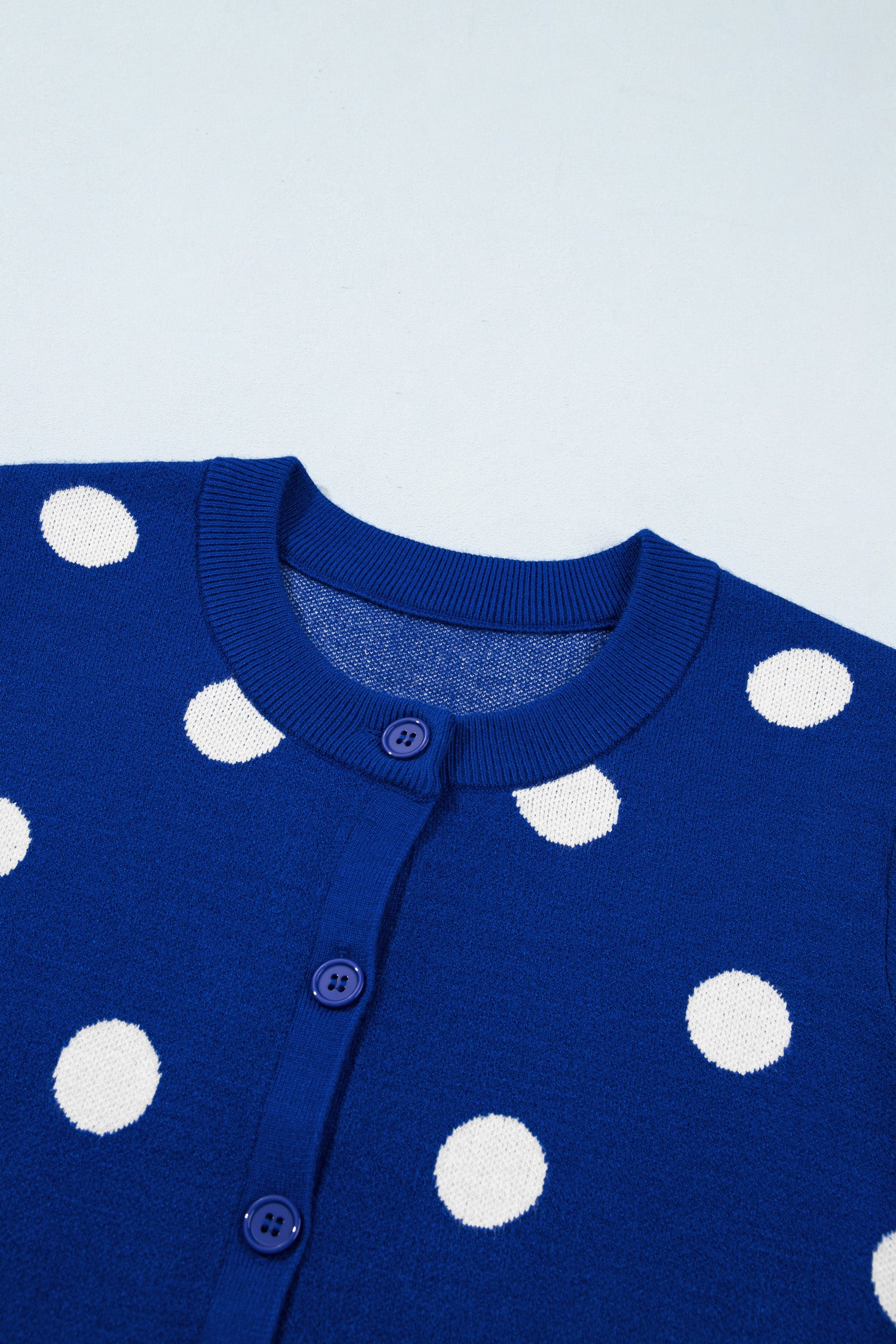Bluing Casual Polka Dot Button Front Long Sleeve Sweater Cardigan
