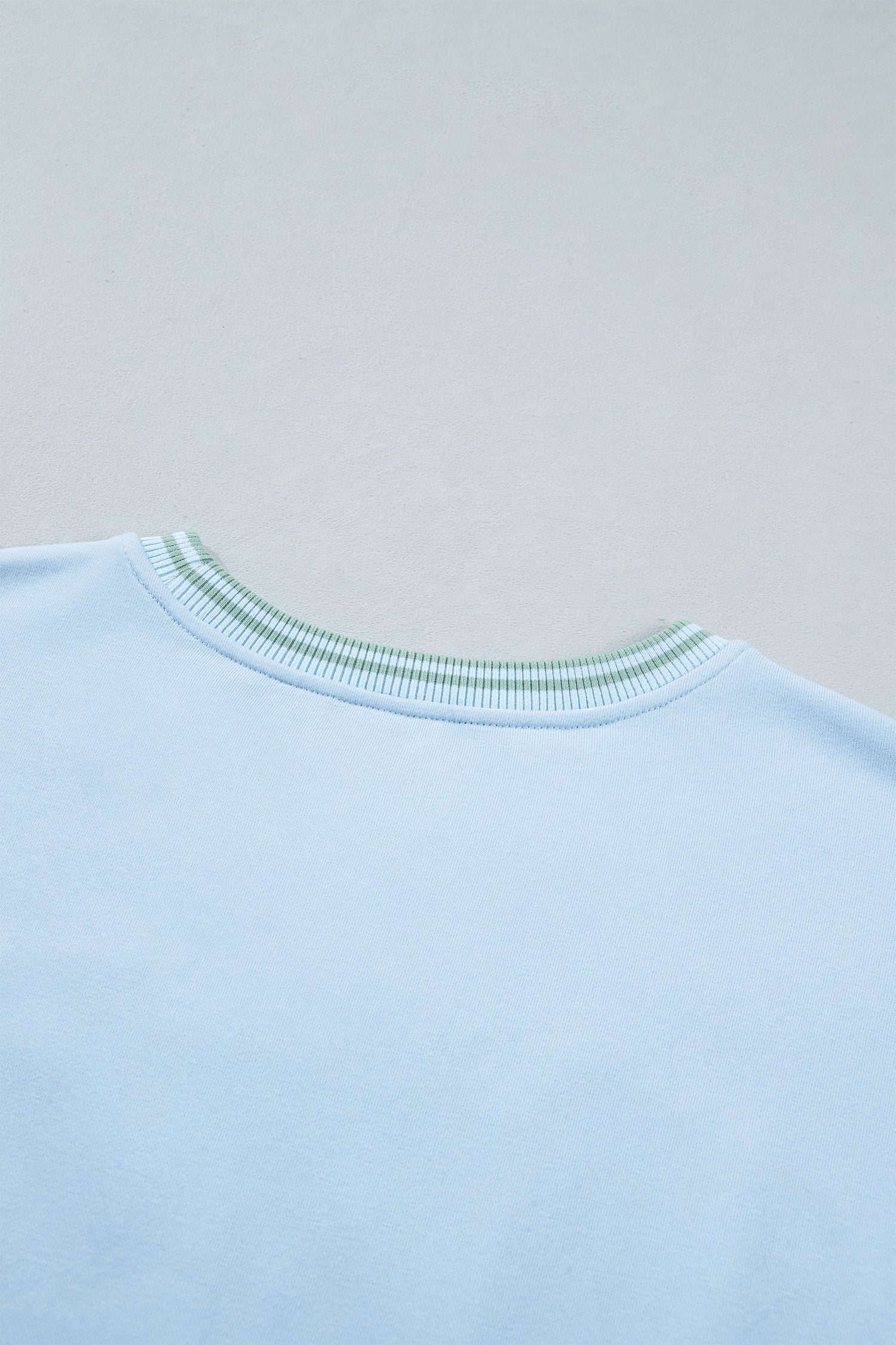 Beau Blue Embroidered Cowboy Letter Print Long Sleeve Round Neck Sweatshirt