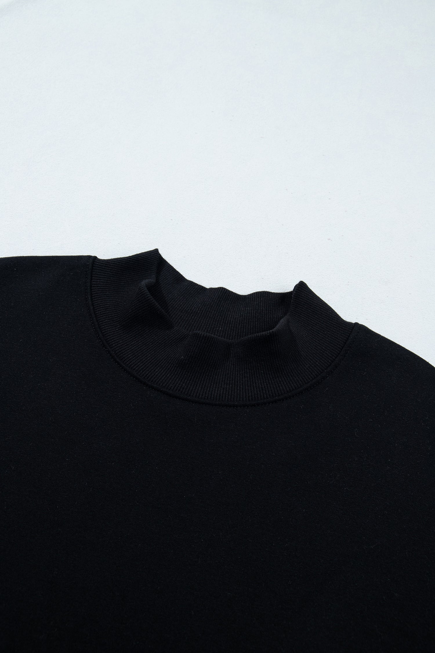 Black Solid Color Oversized Mock Neck Sweatshirt