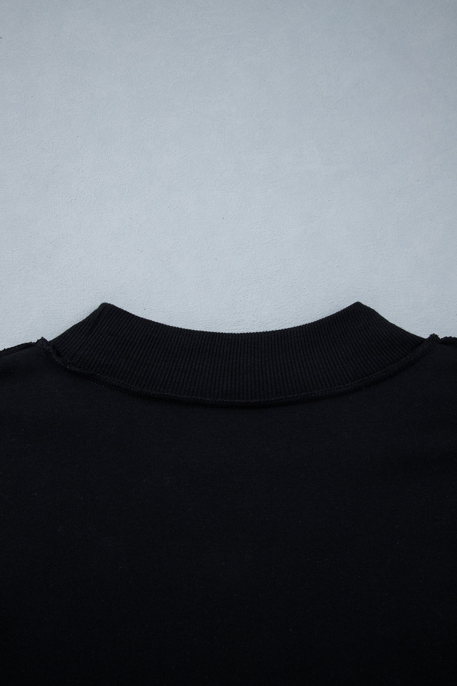 Black Oversize Drop Shoulder Reversible Mock Neck Sweatshirt