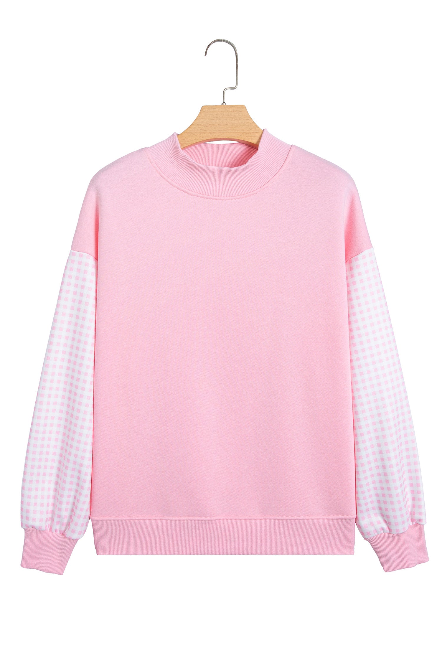 Evergreen Plaid Sleeve Colorblock Loose Tunic Sweatshirt