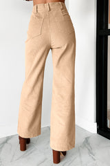 Smoke Gray Corduroy Side Panel Colorblock Straight Leg Pants