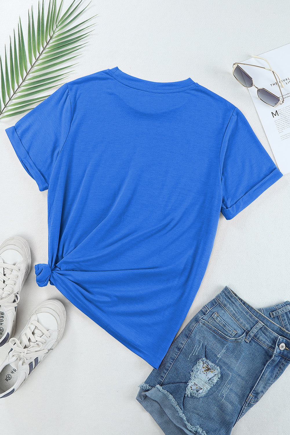 Yellow Cream Casual Plain Crew Neck Tee