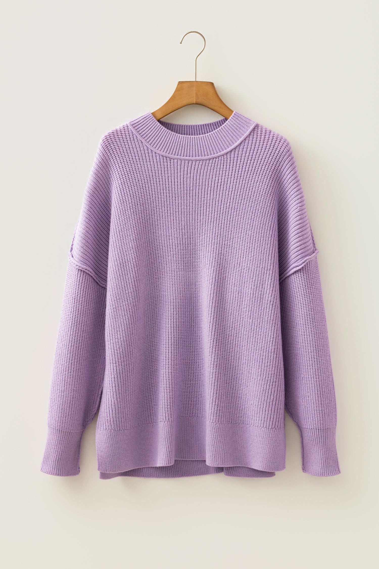 Red Dahlia Long Sleeve Ribbed Knit Stand Neck Regular Fit Sweater