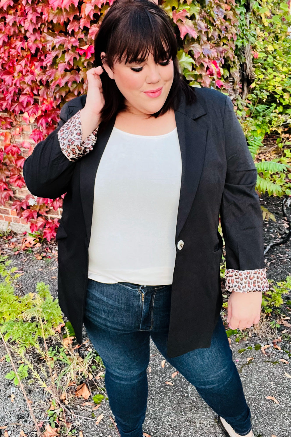 Feeling Bold Black Leopard Tailored Collar Lapel Blazer