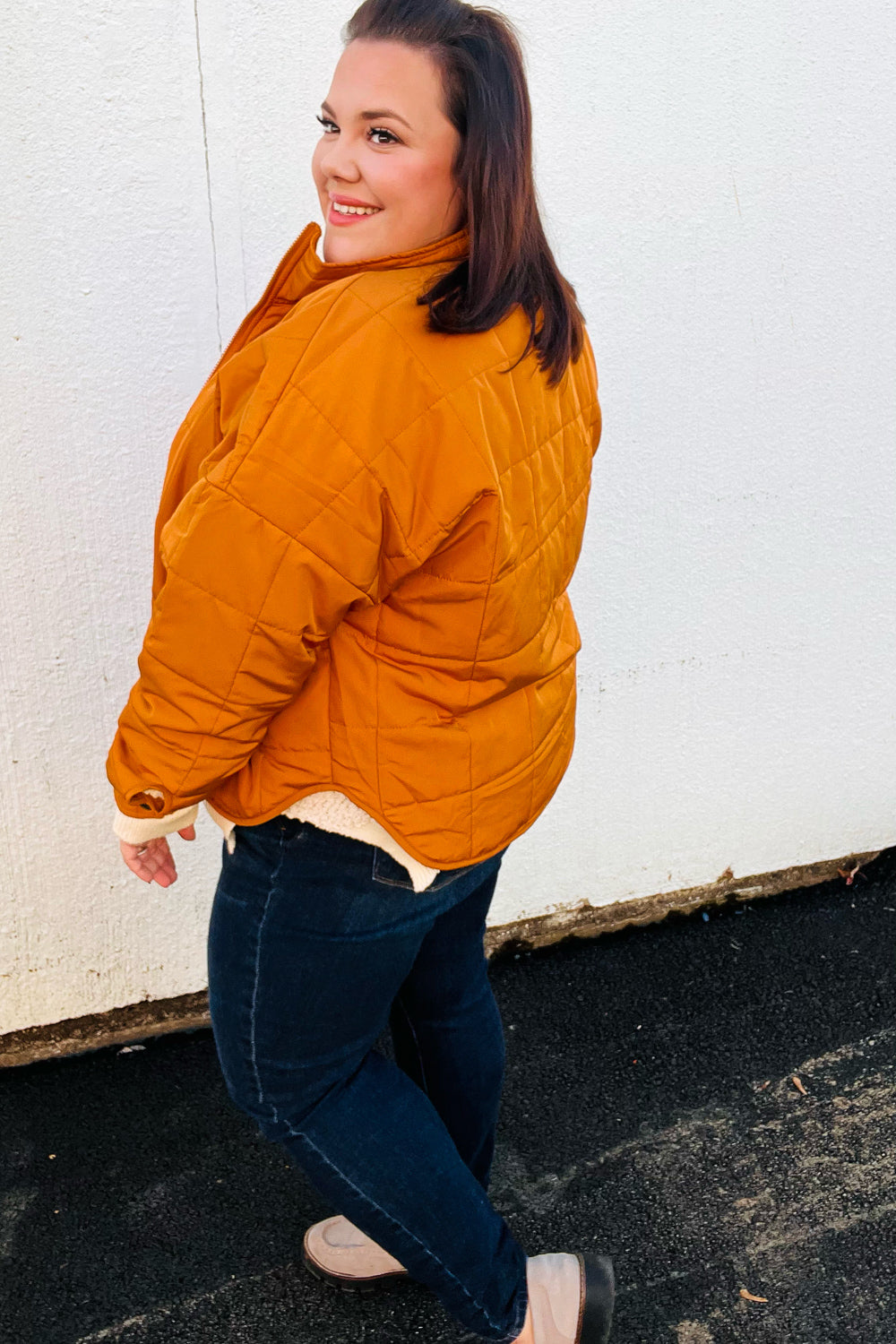 Eyes On You Butterscotch Quilted Puffer Jacket