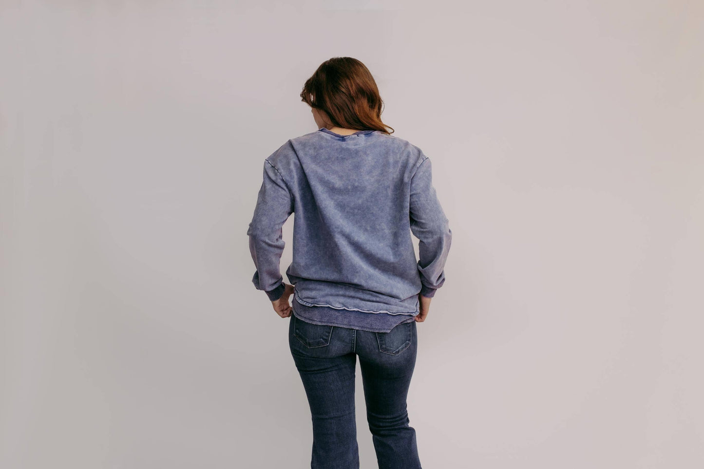 Basic Acid Washed Sweatshirt -Navy