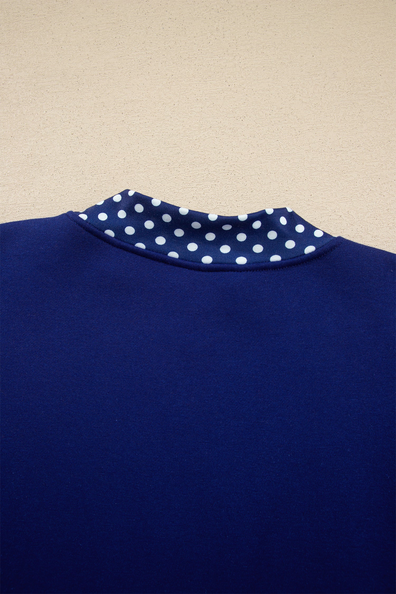 Dark Green Colorblock Polka Dot Contrast Trim Oversized Sweatshirt