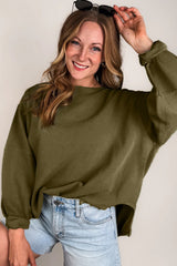 Seagrass Plain Ribbed Exposed Seam Loose Top