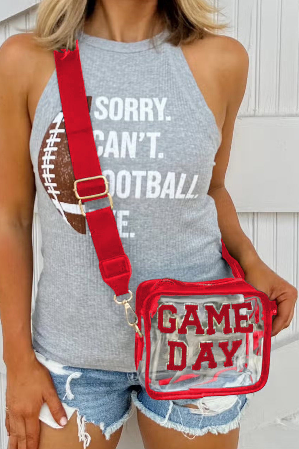 White Clear PVC GAME DAY Summer Fashion Single Shoulder Bag