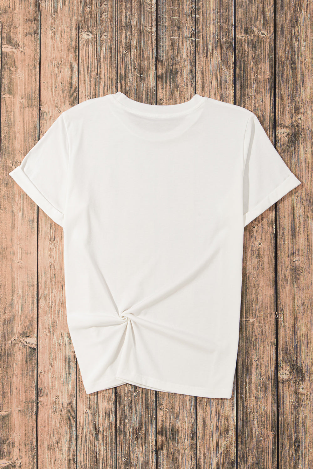 Yellow Cream Casual Plain Crew Neck Tee