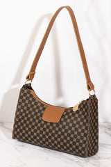 Coffee Luxury Inspired Print PU Leather Shoulder Bag
