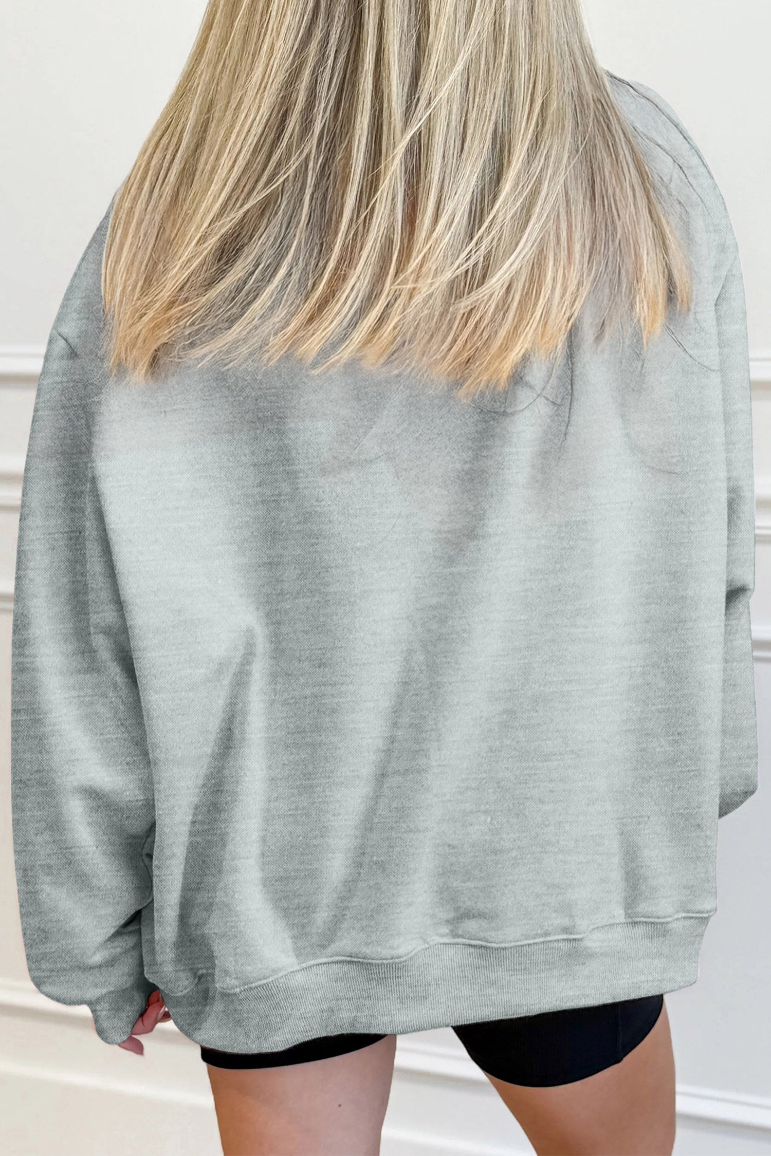 Gray Sequin Pumpkin Patch Mock Neck Baggy Sweatshirt