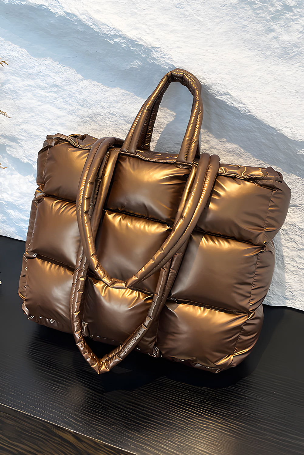 Gold Quilted Padded Tote Bag