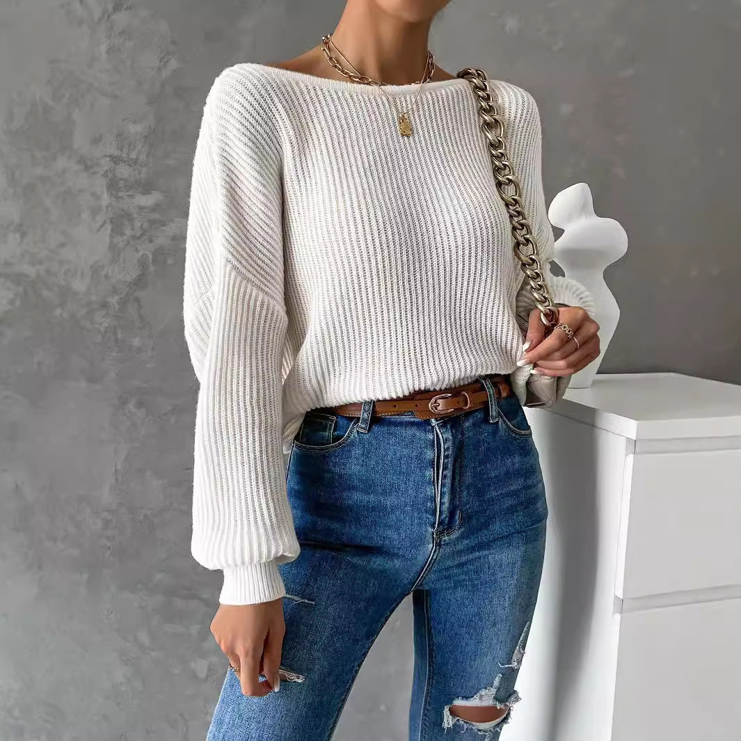 Backless Sweater Long Sleeve Long Sleeve Knitted