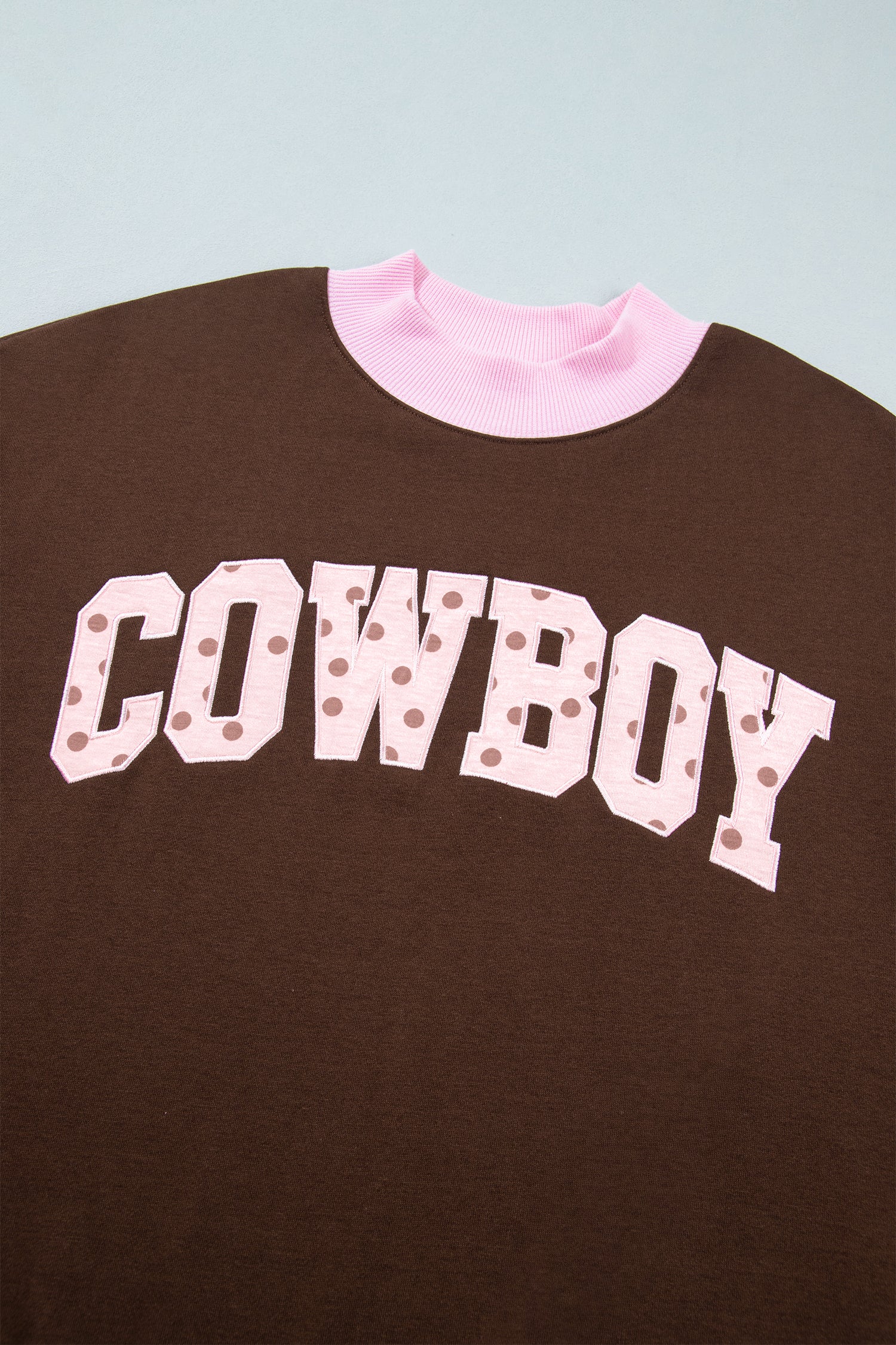 Pink Polka Dot Letter Graphic Colorblock Tunic Sweatshirt