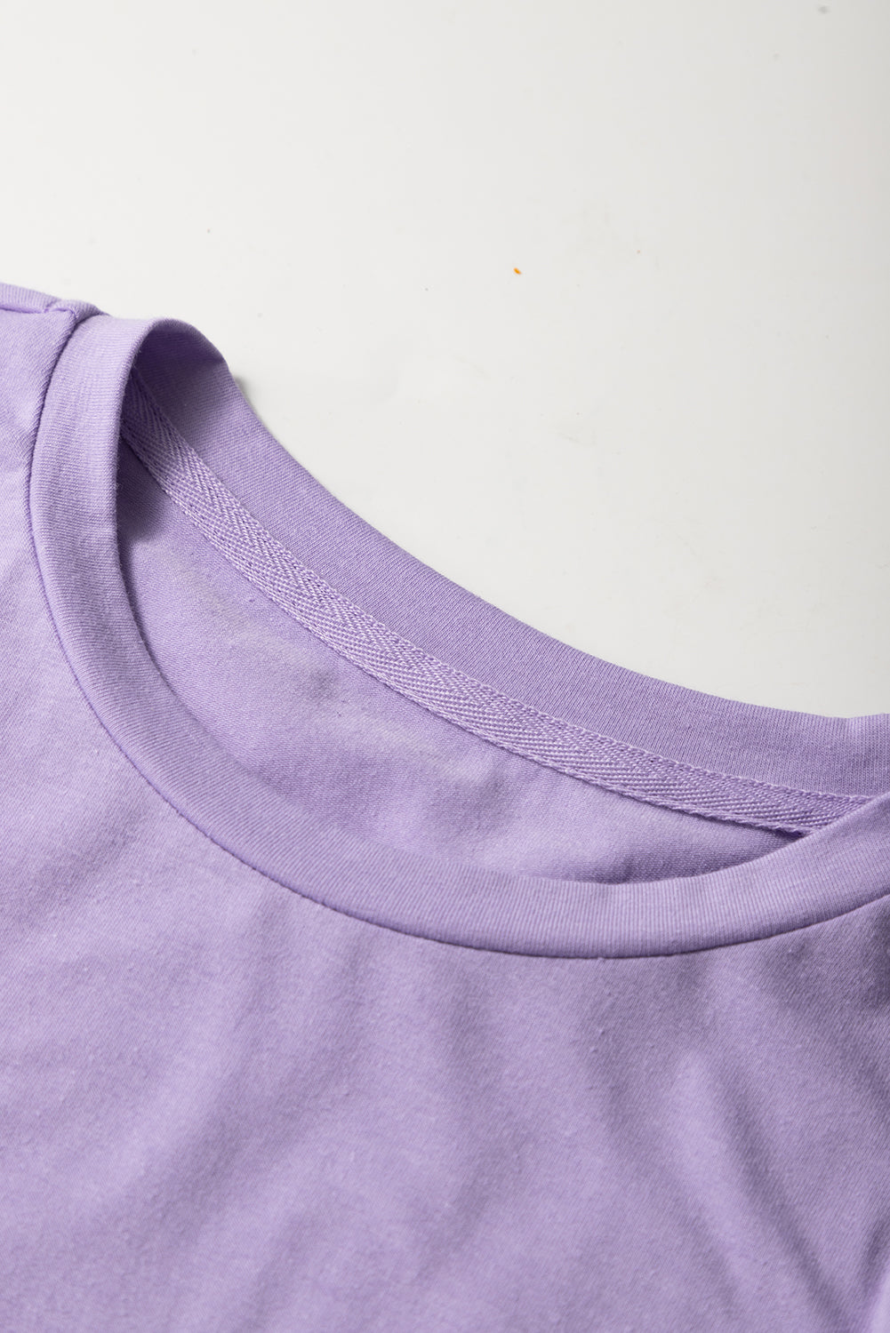 Yellow Cream Casual Plain Crew Neck Tee