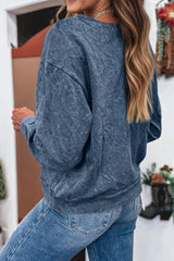 Real Teal saved by grace Letter Embroidery Mineral Wash Loose Sweatshirt