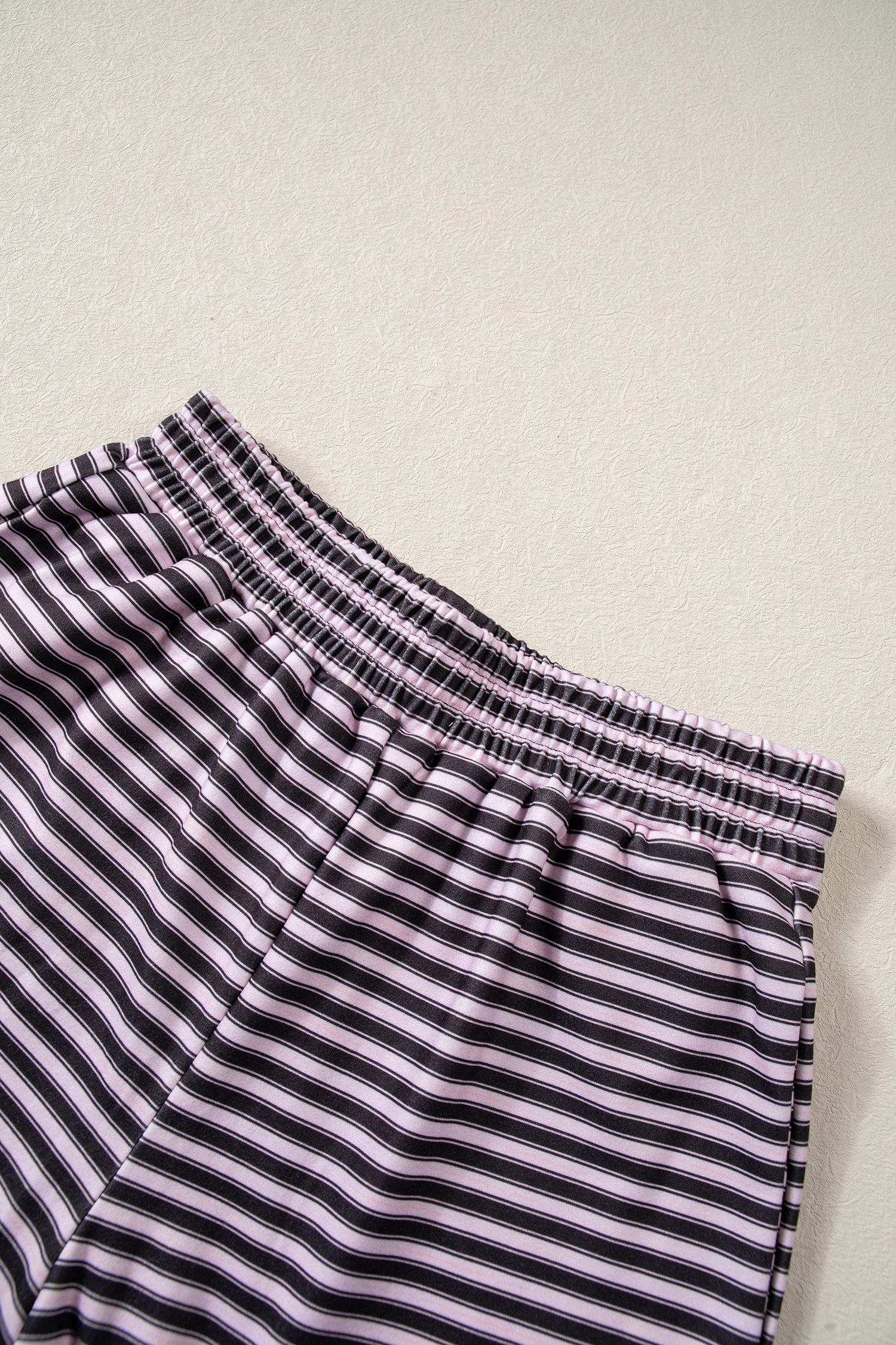 Sky Blue Stripe Long Sleeve Oversized Top Pocketed Casual Shorts Two Piece Set