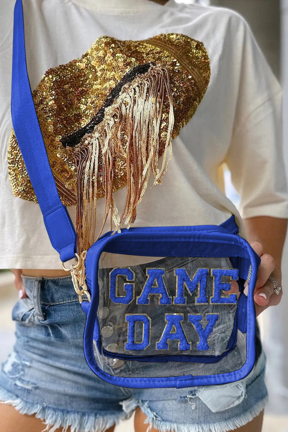 White Clear PVC GAME DAY Summer Fashion Single Shoulder Bag