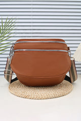 Chestnut PU Leather Zipper Crossbody Bag