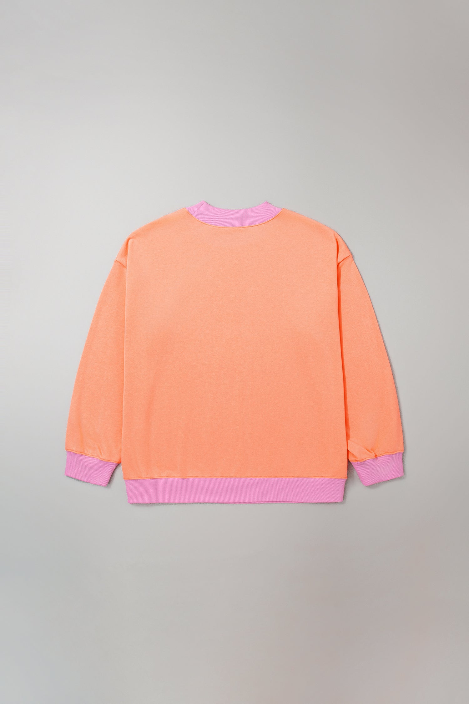 Pink Color Block Contrast Trim Plus Size Sweatshirt