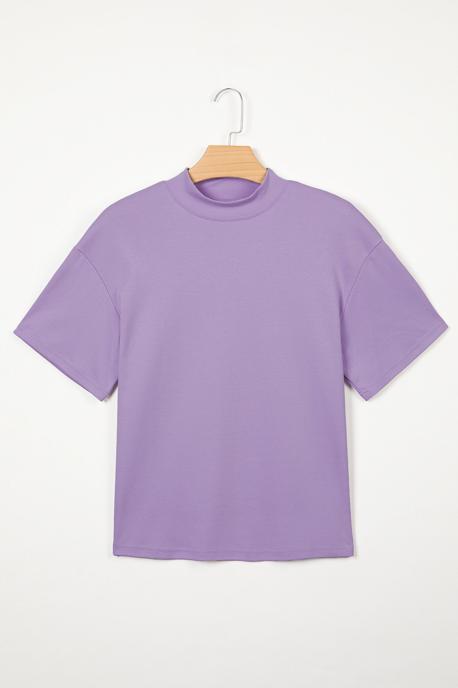 Dark Blue Solid Color High Neck Oversize Tee