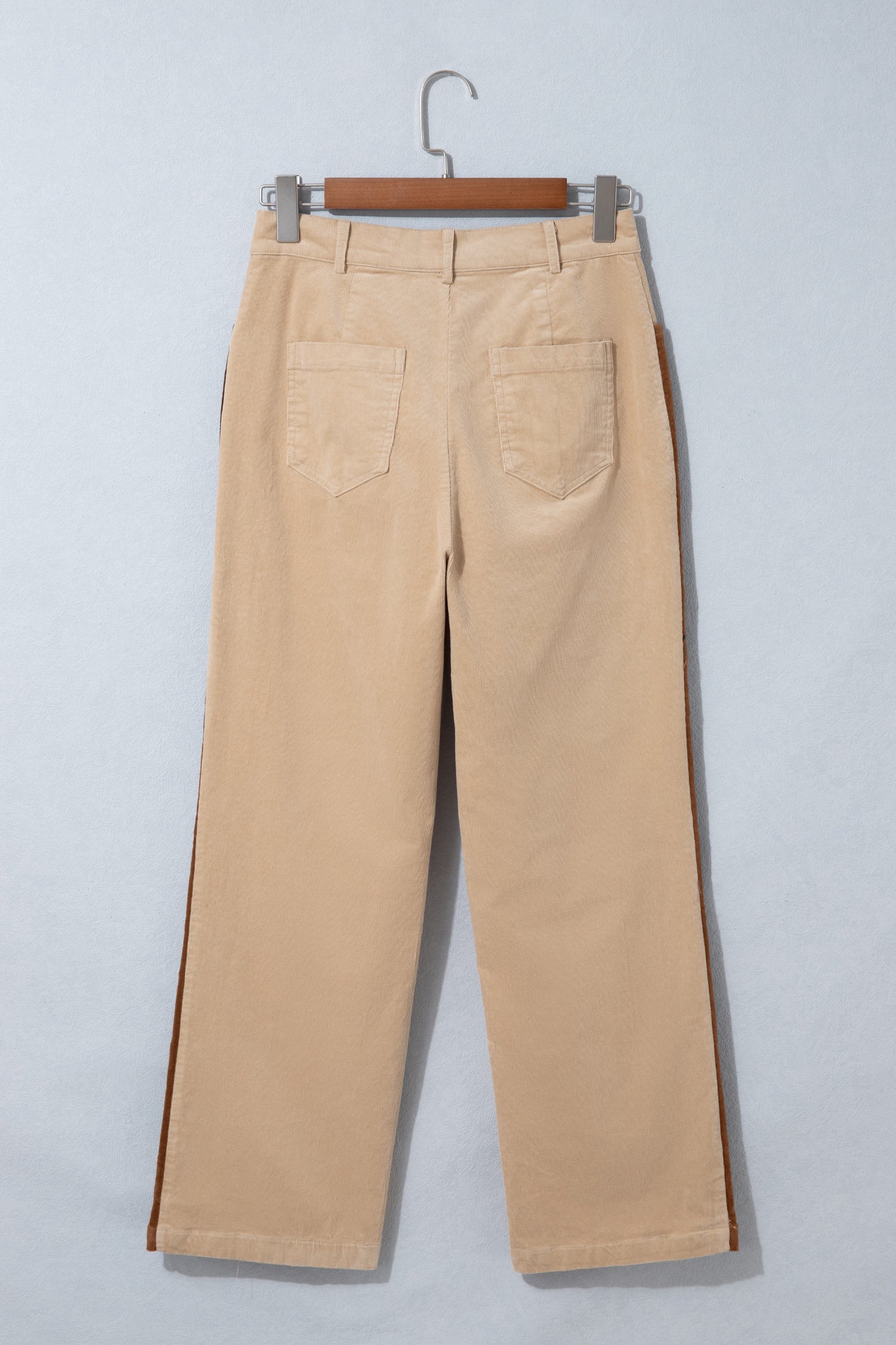Smoke Gray Corduroy Side Panel Colorblock Straight Leg Pants