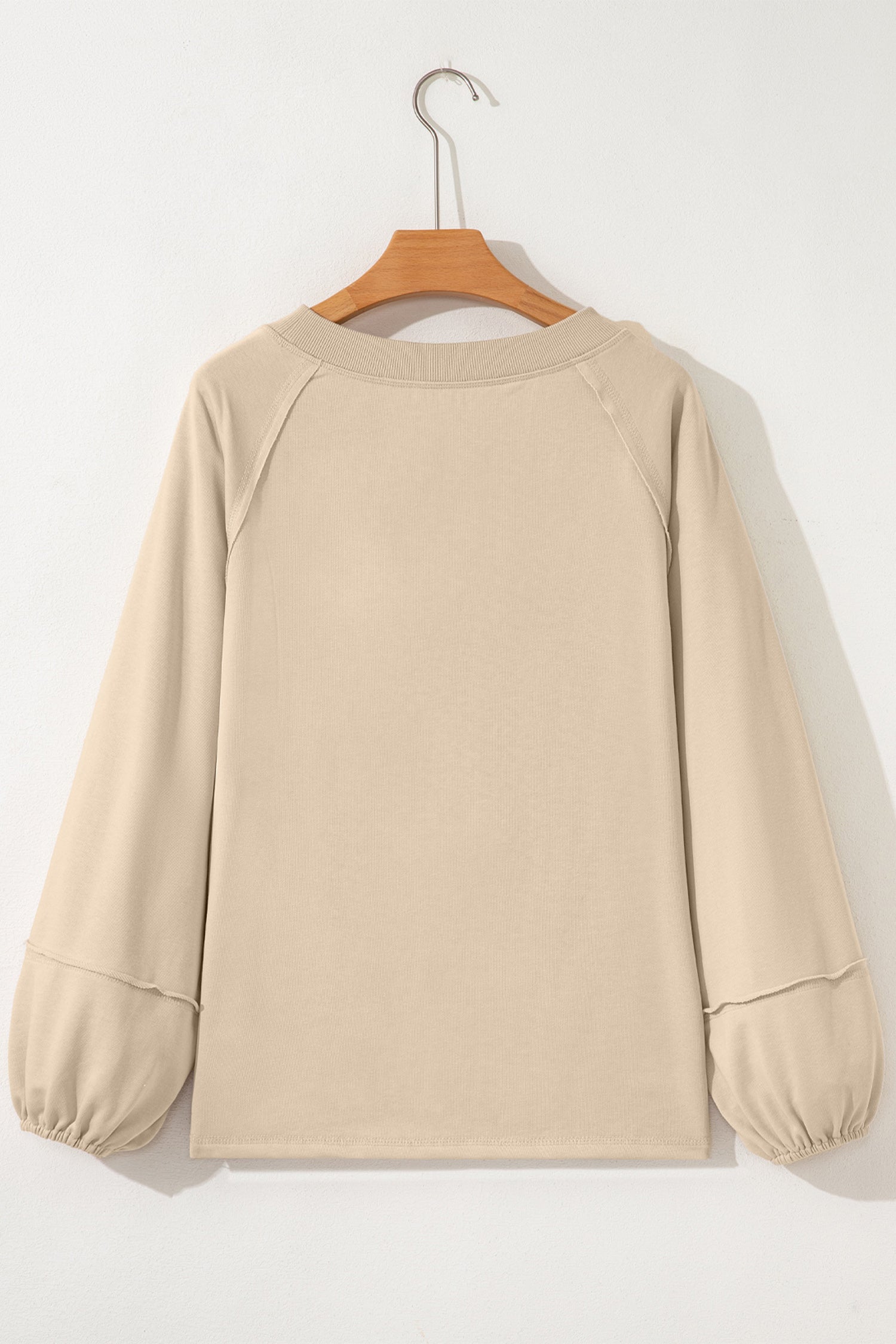 Orchid Petal Solid Color Raw Seam Patchwork Baggy Sweatshirt