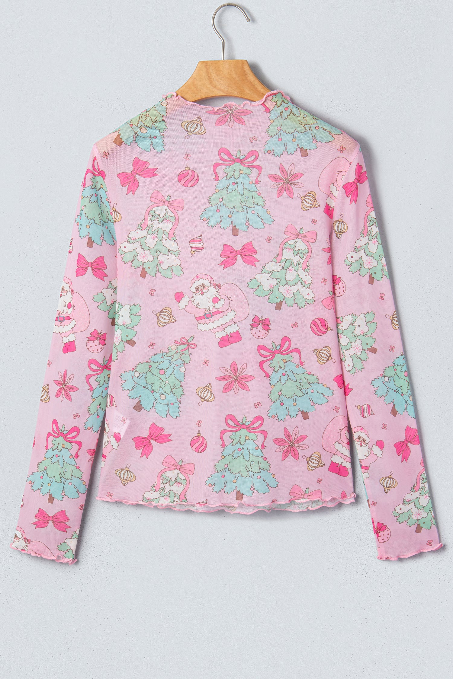 Pink Abstract Print Stand Neck Slim Fit Long Sleeve Top
