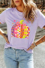 Orchid Petal Playful Pumpkin Printed Graphic T Shirt
