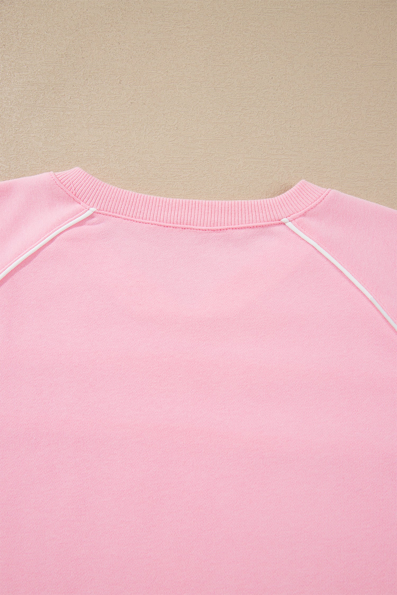 Pink Piping Trim Long Sporty Pullover Drawstring Elastic Waist Shorts Set