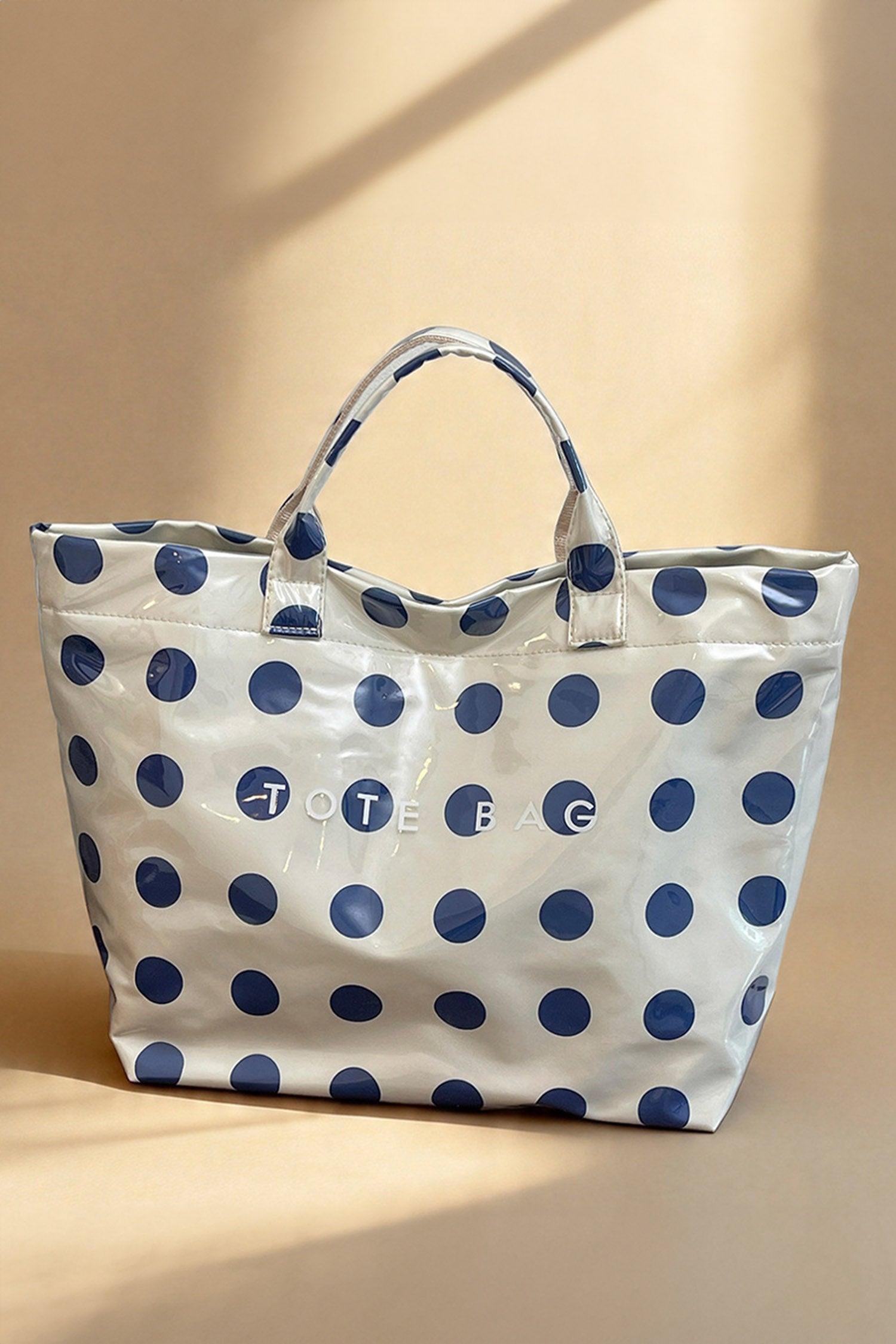 Color black Polka Dot Durable Waterproof PVC Tote Bag
