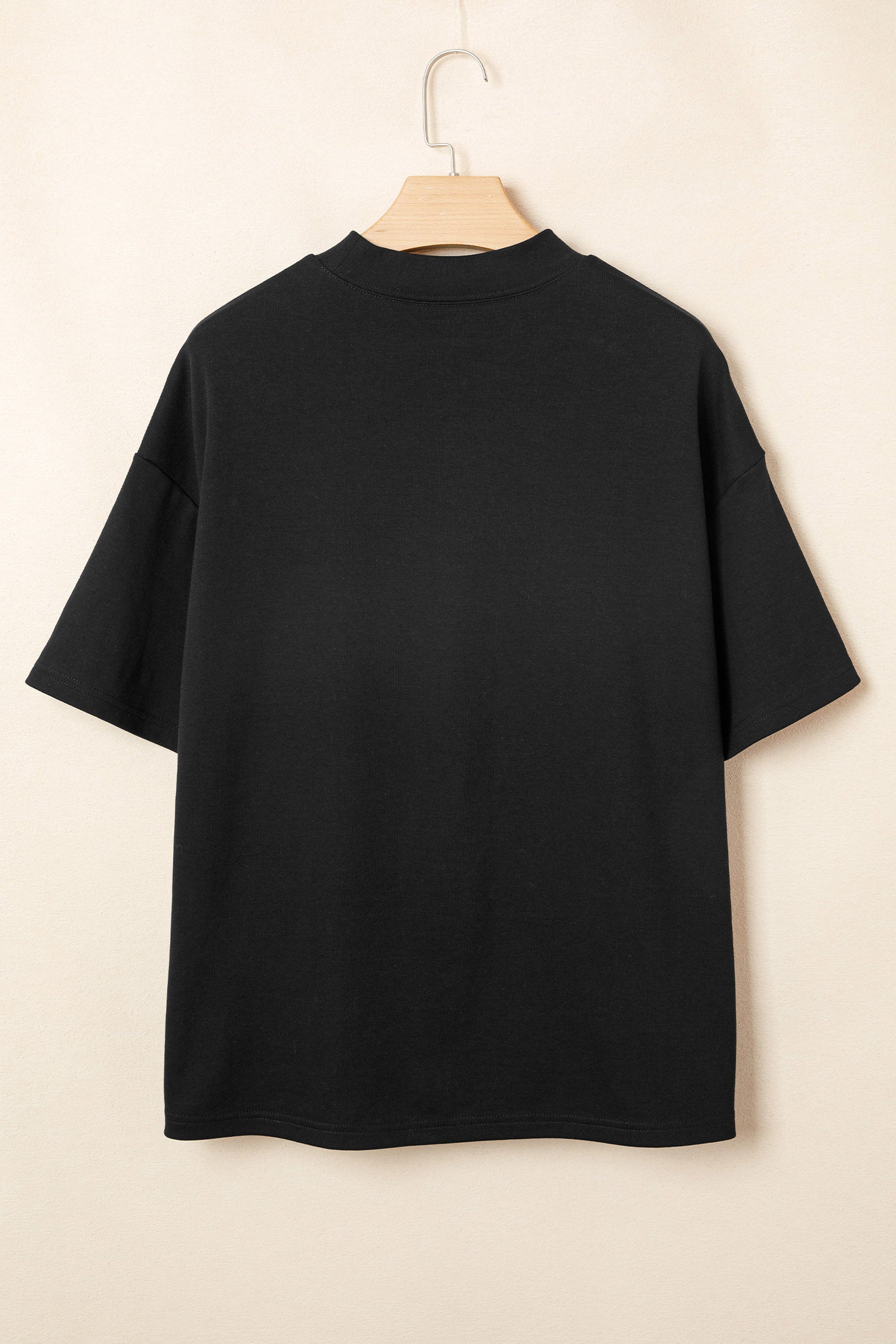 Dark Blue Solid Color High Neck Oversize Tee