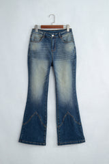 Sail Blue Pocket Detail Flare Leg Jeans