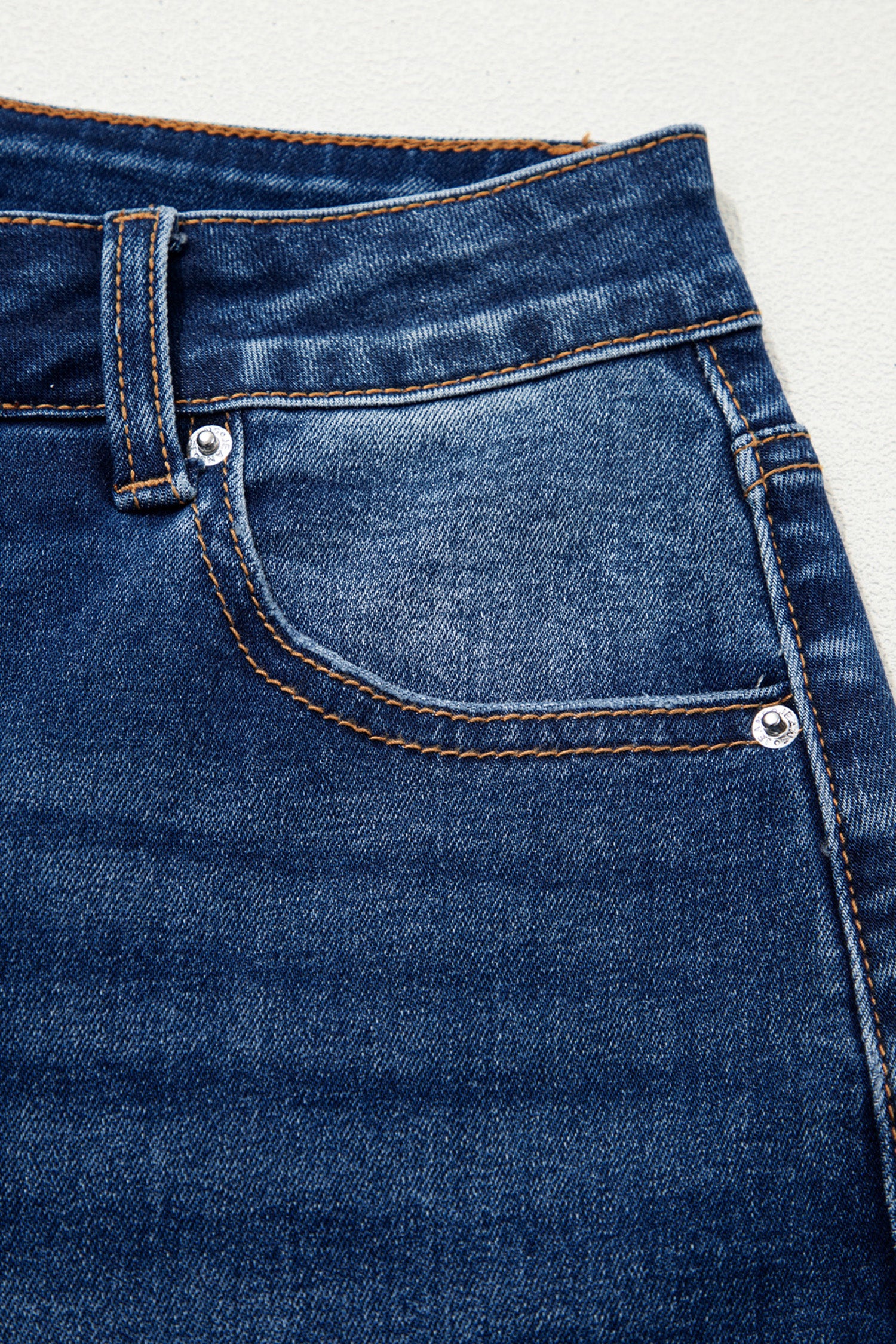 Sky Blue Chic Seam Detail Raw Hem Ankle Length Jeans