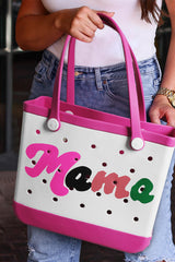 Rose Red mama Print Self-assembly Straps Hollowed EVA Beach Bag