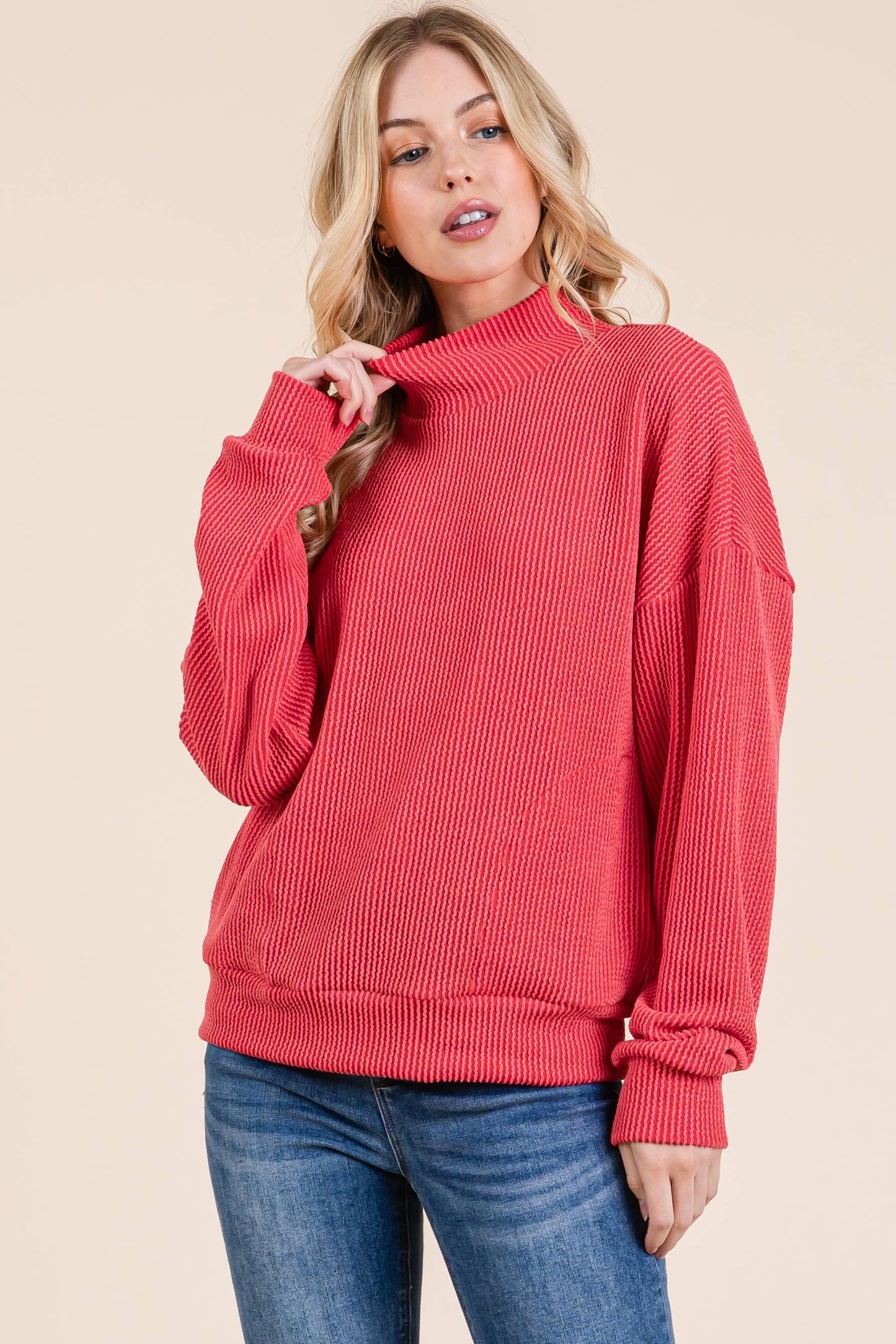 WOMEN'S PULLOVER RIB TOP