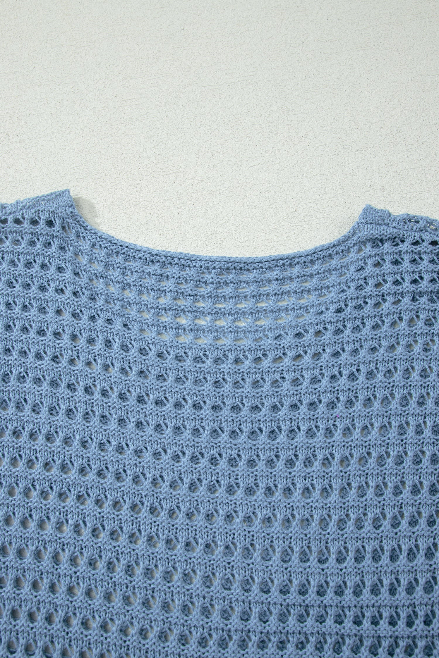 Myosotis Solid Color Hollow Out Knit Long Sleeve Crochet Sweater