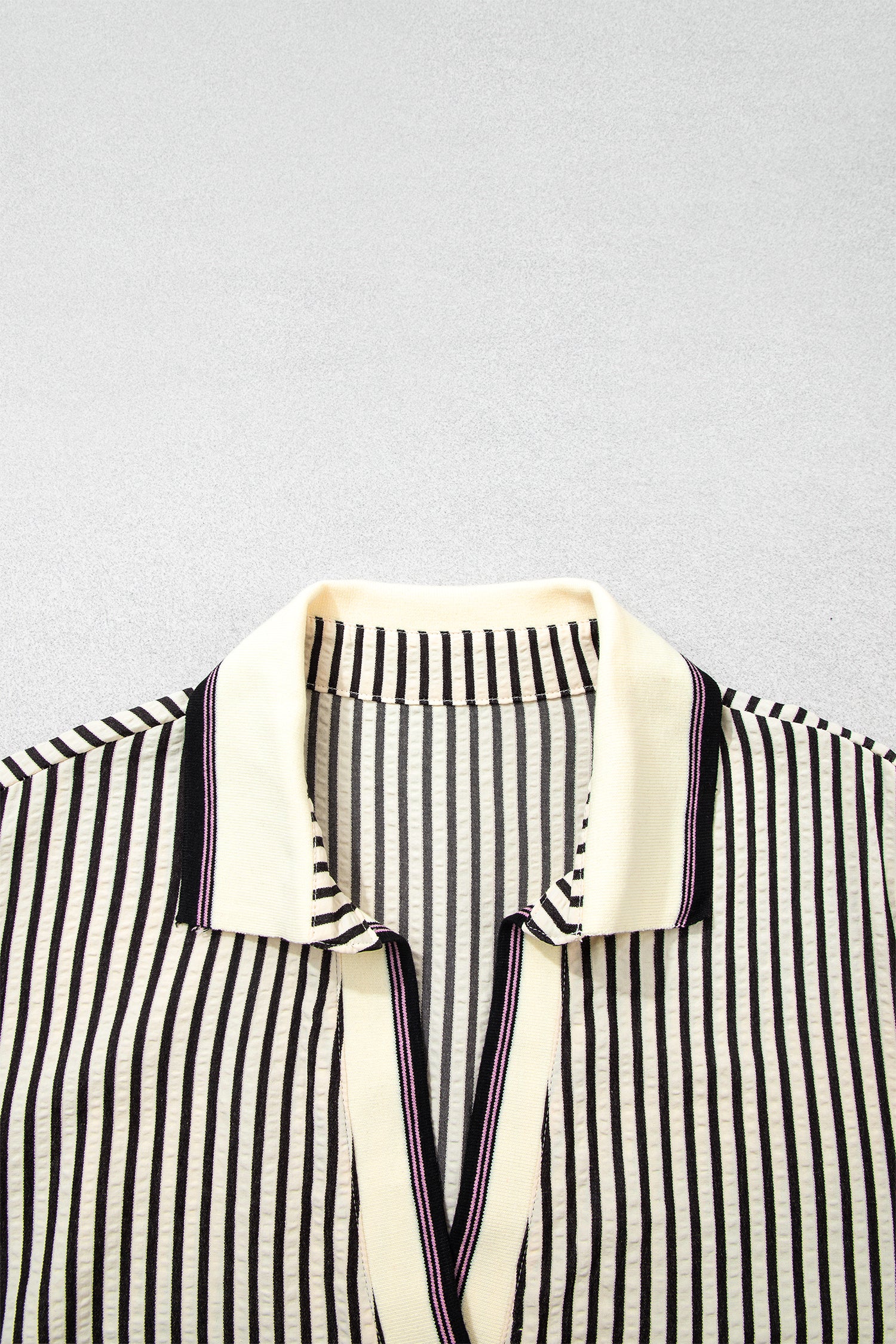 Black Stripe Patchwork Striped V Neck Tunic Plus Size Blouse